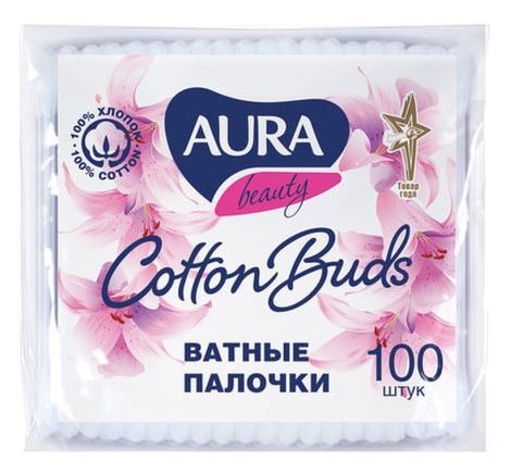 Изображение товара Ватные палочки аура бьюти 100шт (пакет) Ватные палочки аура бьюти 100шт (пакет) фотография