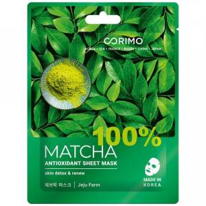 Тканевая маска для лица Corimo Антиоксидант 100% Matcha 22г