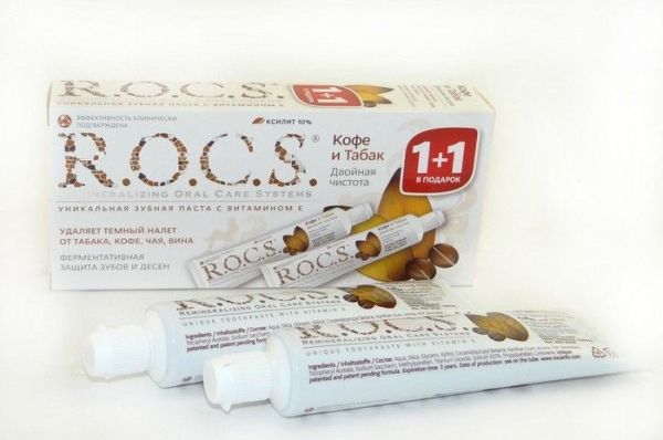 Изображение товара Зубная паста R.O.C.S. кофе/табак 74 гр 1+1 Зубная паста R.O.C.S. кофе/табак 74 гр 1+1 фотография