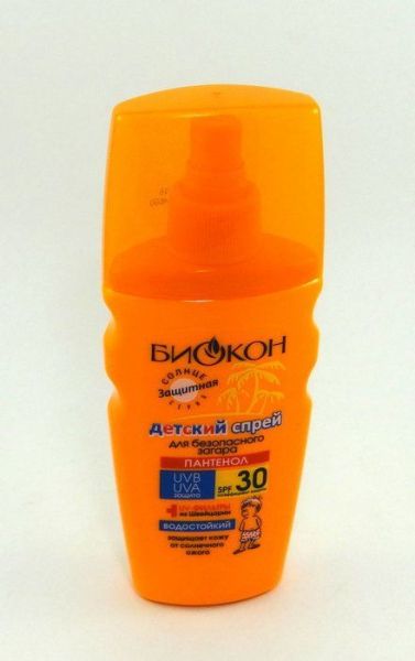 Изображение товара Детский Спрей 160мл для безопасного загара Биокон SPF 30 Детский Спрей 160мл для безопасного загара Биокон SPF 30 фотография