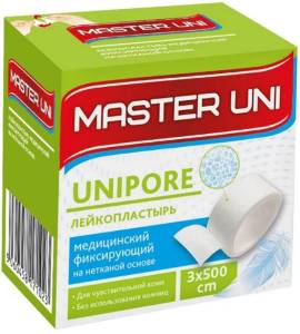 Лейкопластырь фиксирующий Master Uni Unipore 3*500 нетканая основа