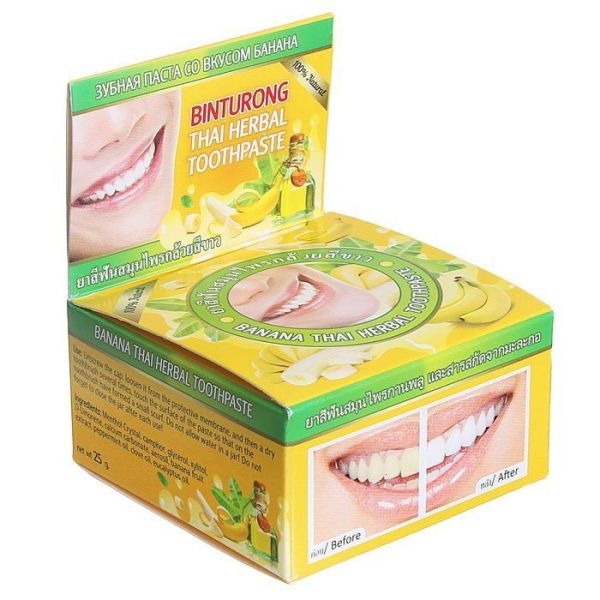 Зубная паста Binturong Banana Thai Herbal c экстрактом банана, 25 гр фотография